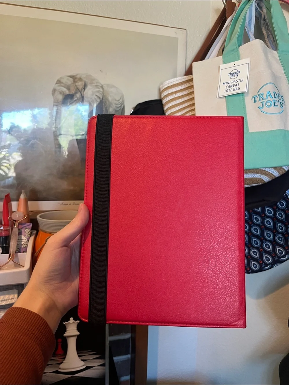 Red Tablet with Stand Folio Case with Elastic Strap